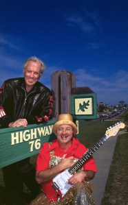 Andy Williams and "Herkimer" (Gary Presley) pose for a magazine cover on 76 Country Music Blvd. in Branson, Missouri.