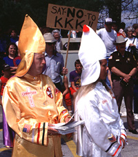 KKK members try to recruit new members in a small Ozarks town. (Photo copyrighted by John S. Stewart/LEFTeyeSTORIES.com)