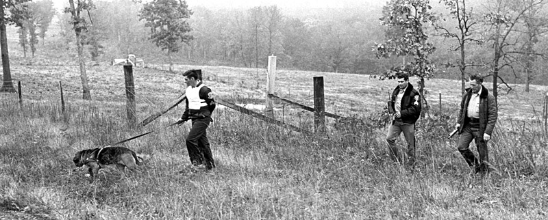 Dogs track fugitive Willie Joe Taylor over the rugged Ozarks' terrain in south central Missouri.